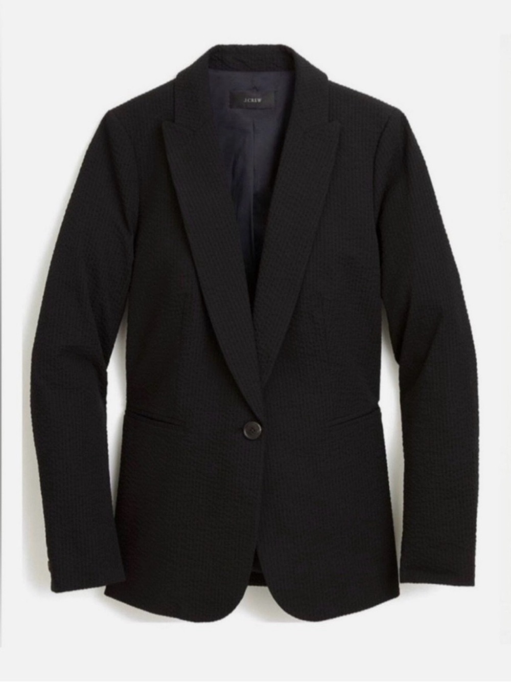 J. Crew Eniko Seersucker Blazer Size 8 Black Neutral Minimalist Office Career